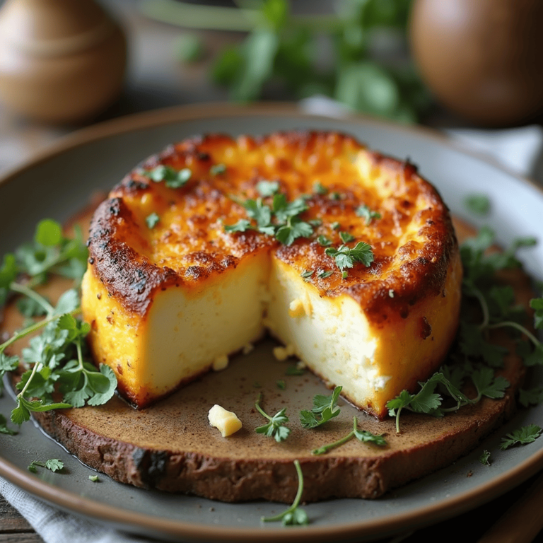 Camembert au four avec des herbes et du miel, servi avec du pain grillé.