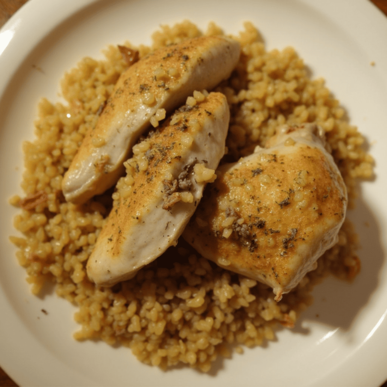 Recette poulet yassa : Poulet mariné et cuit dans une sauce savoureuse à base de moutarde, citron et oignons, servi avec du riz blanc.