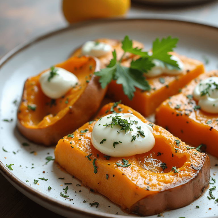 Cubes de butternut au four feta dorés avec garniture de thym frais.
