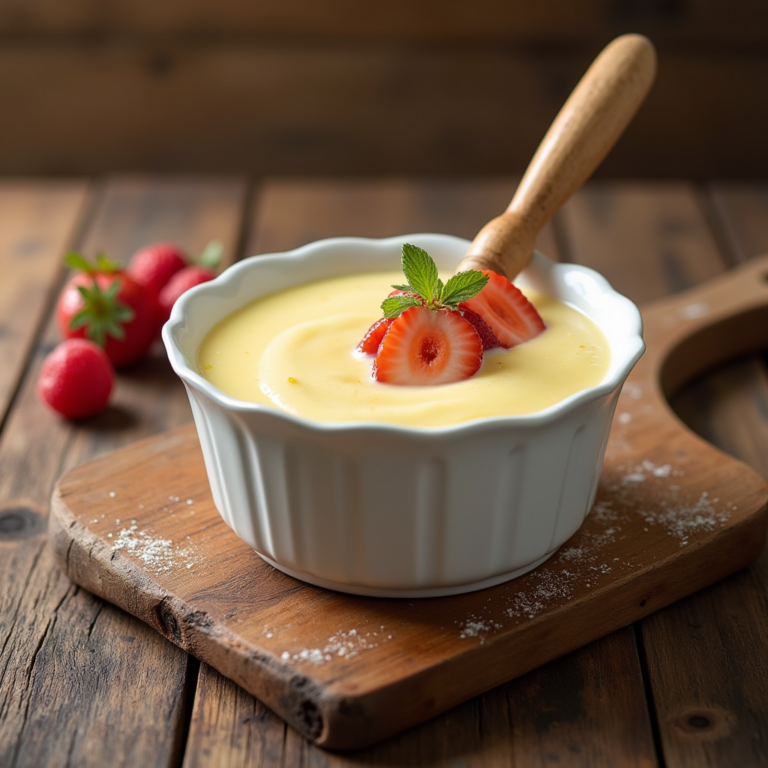Crème anglaise 1 litre maison prête à être servie avec des desserts