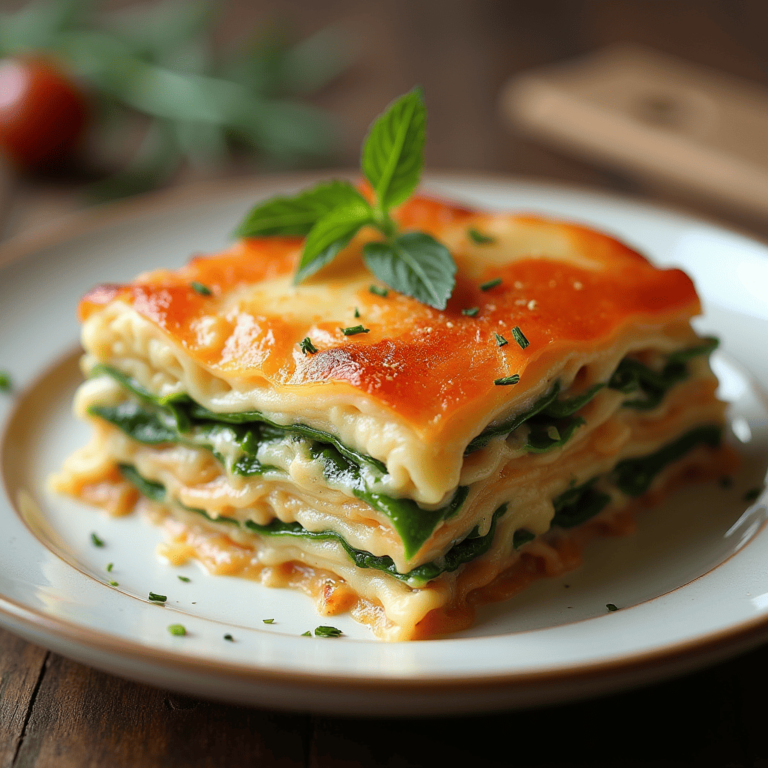Lasagne saumon épinard dorée avec couches crémeuses de saumon, épinards et béchamel