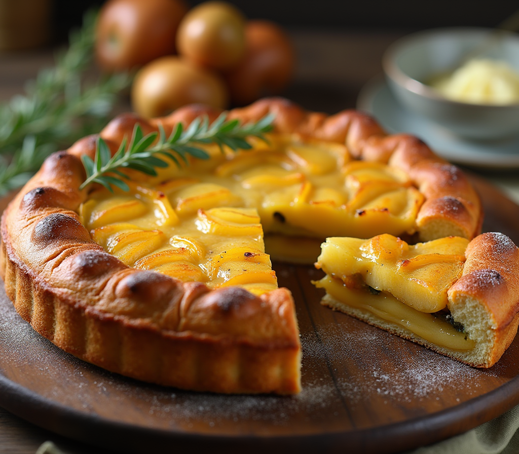 Tarte aux poireaux à l'ancienne maison avec pâte dorée et poireaux fondants